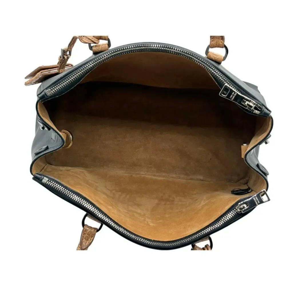 Prada Galleria Double Zip Tote in Nero & Sughero